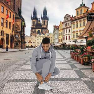 Sweat à capuche respirant imprimé écologique motif solide hiver lourd survêtement strass Technique léger - Product Image 6