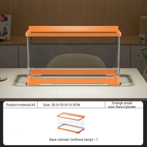 Tanque de peces transparente de tamaño mediano con tapa submarino Juego de 9 piezas Comida para peces Vieiras Guijarros Coral Lámpara Filtro Submarino de arena azul - Product Image 5