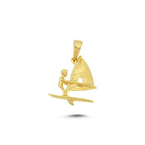 Colgante de buque de oro sólido de 14K, joyería con forma de aleta, collar, colgante de buceo delicado de moda, venta al por mayor de Turquía - Product Image 3