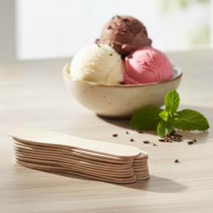 Cuillères en bois jetables de 75 mm pour la crème glacée et les desserts, mini-cuillères en bois de bouleau lisses, écologiques et biodégradables - Product Image 5
