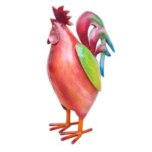 Magnifique sculpture de coq multicolore en fer pour la décoration intérieure/extérieure et de jardin - Product Image 1