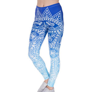 Leggings de Yoga taille haute respirants confortables pour les femmes conception d'impression mi-taille sublimée entraînement de Fitness d'entraînement de gymnastique solide - Product Image 1