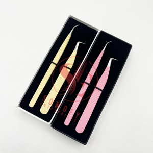 Pinzas de extensión de pestañas de acero inoxidable de alta calidad duraderas profesionales puntas de fibra doble Injerto de pestañas individuales - Product Image 6