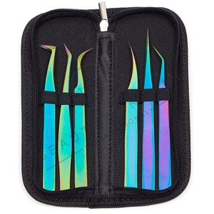Pince à épiler en acier inoxydable de bonne qualité, couleur arc-en-ciel, par concept de beauté écologique - Product Image 5