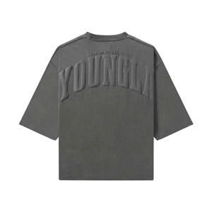 T-shirt décontracté de fitness pour homme de qualité supérieure, à manches courtes, surdimensionné, 100% coton avec impression numérique, motif uni - Product Image 1