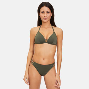 Conjunto de Bikini Triangular de Moda para Mujer, Color Oliva, Personalizado, Sexy, con Push-Up, Banda en el Pecho, Escote Profundo en V, Cinturón, Ecológico, Sólido, de 2 Piezas, el Mejor - Product Image 1