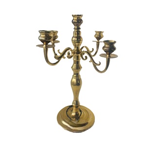 Magnifique candélabre en métal à 5 bras doré pour la décoration de la maison et des fêtes de mariage, centre de table, candélabre de sol - Product Image 5