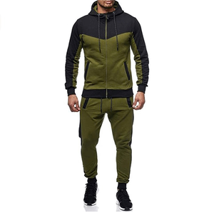 Custom Sweatpants and Hoodie Set Full Zip Color Block Workout Sports Track <b>Suit</b> Tracksuits <b>Men</b> Jogging Fitness Running - Product Image 2