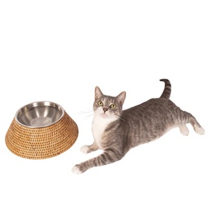 Bol de nourriture pour animaux de compagnie en rotin décoration de présentation de repas vaisselle produit de gros durable écologique au Vietnam - Product Image 1