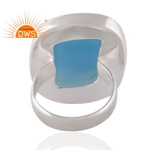 Meilleure vente 925 argent sterling fin calcédoine bleue naturelle bague empilable fabricant de bijoux - Product Image 3