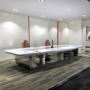 Modern white convertible conference <b>table</b> 6-14 person capacity <b>table</b> MDF aluminum base design Hotel conference <b>table</b> - Product Image 4