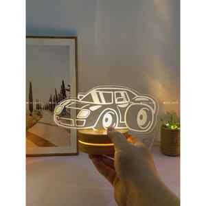 Cute <b>Printed</b> Mica LED Night Light Adorable Designs Wood <b>Frames</b> Bedside Lamp - Product Image 2