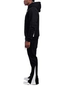 ชุดวอร์มผ้าฟลีซสำหรับผู้ชายกางเกงขาบานออกแบบได้ตามต้องการสไตล์วินเทจ - Product Image 5