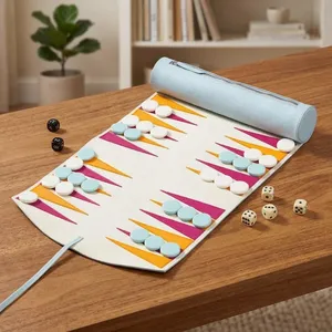 Juego de Backgammon Plegable de Cuero con Dados Ecológicos y Estuche de Almacenamiento para Juego Familiar en Interiores - Product Image 1