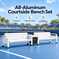 Banc de tennis professionnel en aluminium, design ergonomique, revêtement poudré, résistant aux intempéries, auvent en option, sièges pour sites sportifs