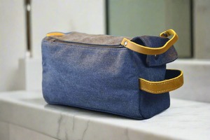 Neceser grande de lona de cuero, neceser de viaje, aseo, cosmético, organizador de afeitado, Kit Dopp para hombres, 2017 - Product Image 3