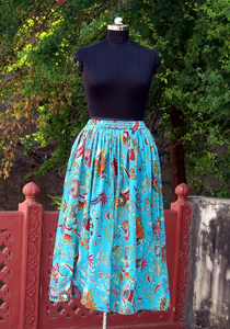 Indian Handmade Multicolor Cotton Fabric Traditional Hand Block Printed Long <b>Wrap</b> <b>Maxi</b> <b>Skirt</b> - Product Image 3