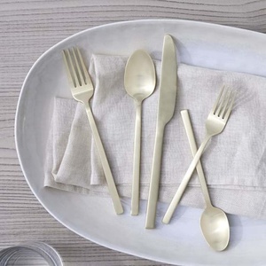 Juego de Cubiertos de Hotel con diseño de contorno plano y largo personalizado, mango de acero inoxidable, Plata Mate, pulido, cuchara de lujo, tenedor y cuchillo - Product Image 2