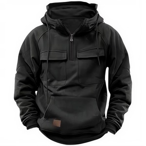 Cargo Hoodies pour Hommes Sweat Quarter Zip Cargo Pull Hoodies Workout Gym Hommes Mode Outdoor Hoodie - Product Image 2