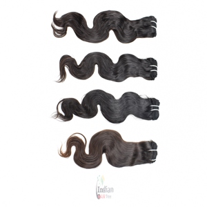 Cheap Unprocessed Natural Color Black Virgin Raw Indian Temple Human Hair Bundles Bodywave <b>Machine</b> Double Weft <b>Weaving</b> for Women - Product Image 2