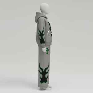 Custom Print Acid Wash Hooded Rhinestone Streetwear Tracksuit Baggy Flared <b>Sweatpants</b> Hoodie Sets - Product Image 5