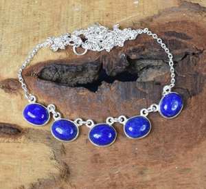 Lapis Lazuli Sterling Silver Necklace Handmade Oval Gemstone December Birthstone Jewelry Gifts Women - Product Image 1