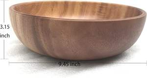 Grand saladier contemporain en bois d'acacia naturel écologique Orrizen pour les mariages, vaisselle standard Salinas - Product Image 2