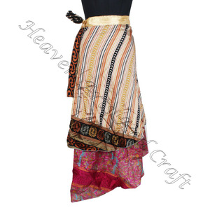 Falda de danza del vientre para mujer con corte de nuevo diseño para adultos, disfraces de práctica, faldas, ropa de playa, cubierta de Sari de seda Vintage - Product Image 4