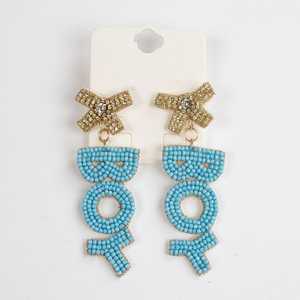 Beaded Lock Pattern Women's <b>Fashion</b> <b>Drop</b> <b>Earrings</b> with Cloth Detail for Anniversary - Product Image 4