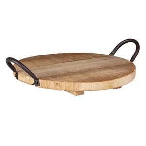 Plateau de service tendance pour restaurants et hôtels, vaisselle décorative pour la maison, plateau de service alimentaire en métal et bois - Product Image 4