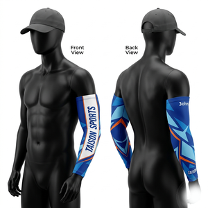 Premium 280 GSM Polyester Spandex Volleyball Arm Sleeve <b>Peach</b> Grey Geometric Panel Custom Sublimation Logo - Product Image 3