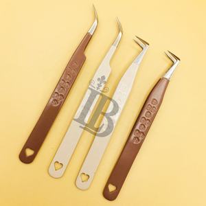 Top Ranking <b>Eyelash</b> <b>Extension</b> Tweezers Curved Tweezers Heart Pattern <b>Eyelash</b> Tweezers <b>Mink</b> Heart Bottom Design logo Offer - Product Image 4
