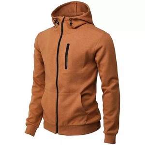 Nouveau Style hiver Zip hommes sweats à capuche couleur unie à manches longues haute qualité coton polaire mince Fitness broderie imprimé basiques - Product Image 2