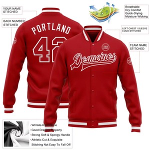 Custom <b>Red</b> <b>Wool</b> Varsity Jacket Men's Baseball Style Embroidered Team Name Number Casual Outerwear Winter Wear Embossed - Product Image 2