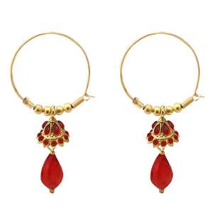 Kriaa 1313711F Fine <b>Cuff</b> <b>Earrings</b> Austrian Stone Red Gold Plated Jhumki - Product Image 1