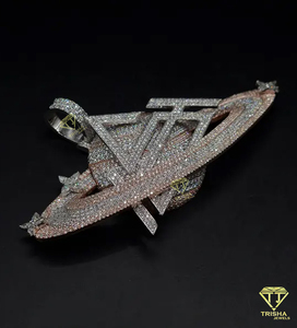 Colgante con logotipo 3D personalizado en VVS Lab Grown Iced Out Hip Hop Jewelry Bling 925 Sterling Silver Regalo hecho a mano personalizado - Product Image 3