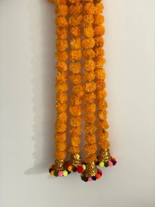 Flores artificiales amarillo caléndula colgante Toran para Ganesh Janamastmi Festival decoración y fondo de boda - Product Image 6