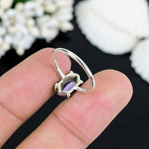 Belle conception naturelle améthyste anneaux de mariage fine broche réglage 925 bijoux en argent Sterling bijoux pour les mariages fiançailles - Product Image 6
