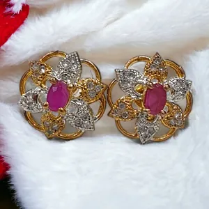 Latest Exclusive Design Double stone stud earrings earring gemstone handmade factory wholesale women fashion jewelry earrings
