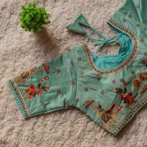 Camicetta da sposa imbottita cucita bellissimo lavoro ricamato ritocco con sequenza sari maniche blusa abiti da sposa sadi seta - Product Image 6