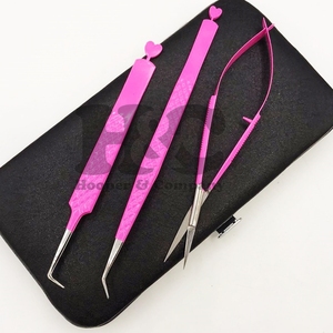 Nouvel arrivage Pince à épiler en forme de cœur rose Botte à 90 degrés Logo personnalisé Extension de cils à volume durable Pince à épiler en acier inoxydable vison - Product Image 3