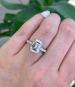 Anillo de diamante de corte esmeralda cultivado en laboratorio de 2 quilates superventas, anillo de boda de compromiso, joyería, anillo de oro blanco de 14K - Product Image 4