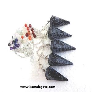 หินกึ่งมีค่าทำจากหินอัญมณีโซดาไลต์ธรรมชาติทำด้วยมือโซ่จักระเจ็ดชิ้น - Product Image 3