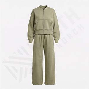 Conjunto de 2 Piezas de Sudadera con Capucha y Pantalones Deportivos de Felpa de Peso Medio 100% Algodón para Mujer, Estilo Vintage, para Otoño e Invierno - Product Image 1