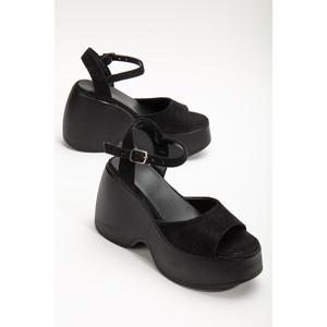 Suins bianca da donna con suola zeppa sandali in pelle scamosciata