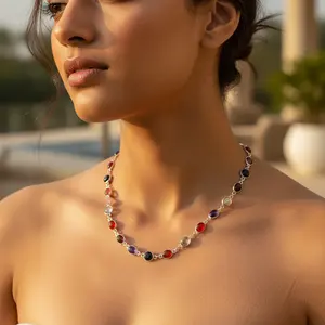 Collar de Plata 925 con Cuentas de Piedras Preciosas para Mujer, Colorido, para Uso Diario, Accesorio de Moda - Product Image 3