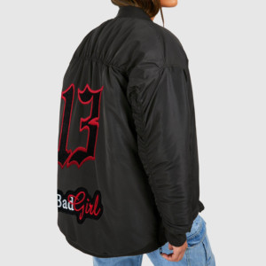 Chaqueta Bomber Vaquera para Mujer, Talla Grande, Personalizada, Transpirable, Tejida, Estampada, Ecológica, Resistente al Viento, para Otoño e Invierno, Venta al Por Mayor - Product Image 4