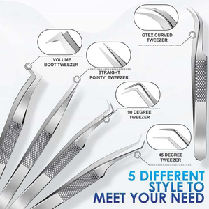 Pinces à cils multi-usages en acier inoxydable, extensions de cils, série professionnelle, anti-magnétiques, alignement parfait de la pression, greffage - Product Image 4