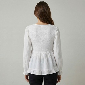 Blusa Casual con Cuello en V, Mangas Abullonadas y Dobladillo Peplum, 100% Viscosa - Product Image 2