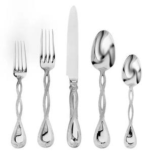 Juego de cubiertos con mango de diseñador en relieve real de acero inoxidable, juego de cubiertos elegante, juegos de utensilios de cubiertos pulidos de níquel plateado - Product Image 1